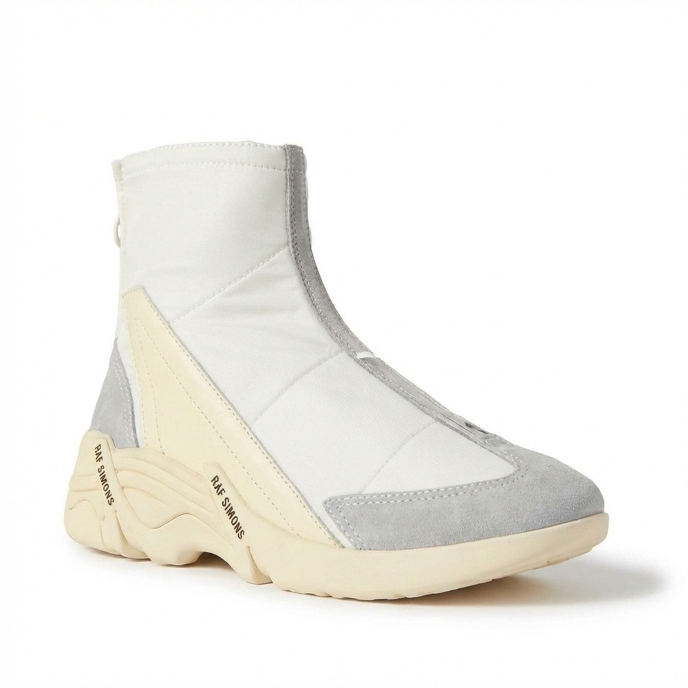 NEW RAF SIMONS men's cylon 22 quilted nylon leather boot in white